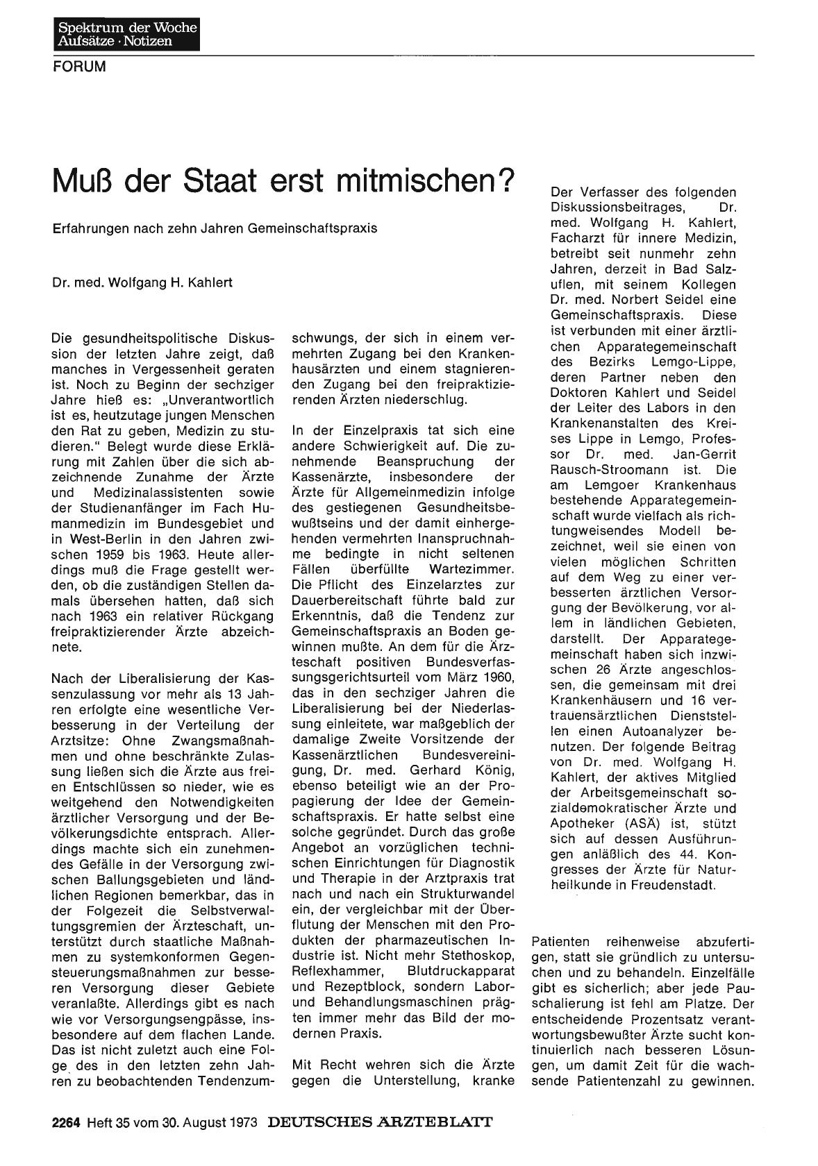 Vorschauseite 1: Muß der Staat erst mitmischen? (Teil 1)