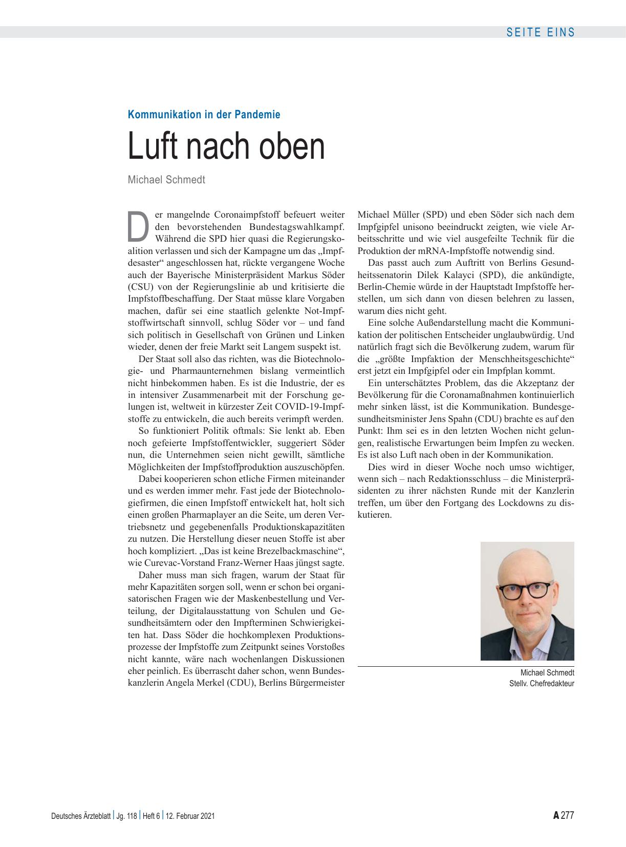Vorschauseite 1: Kommunikation in der Pandemie: Luft nach oben
