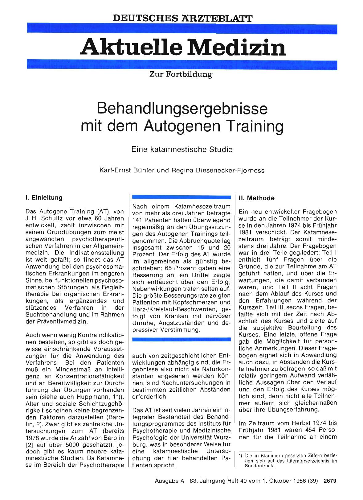 Vorschauseite 1: Behandlungsergebnisse mit dem Autogenen Training
