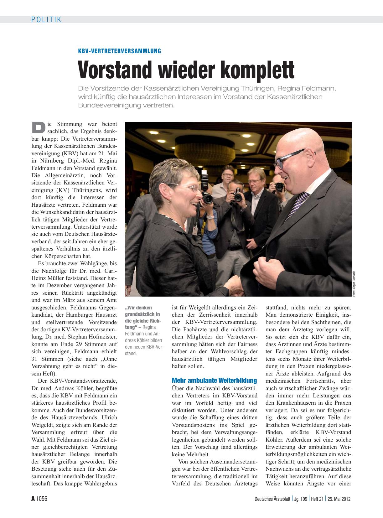 Vorschauseite 1: KBV-Vertreterversammlung: Vorstand wieder komplett