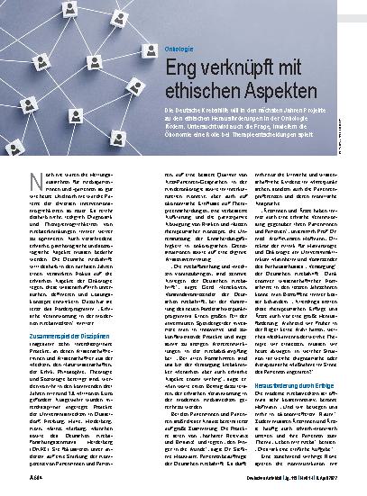 Vorschauseite 1: Onkologie: Eng verknüpft mit ethischen Aspekten