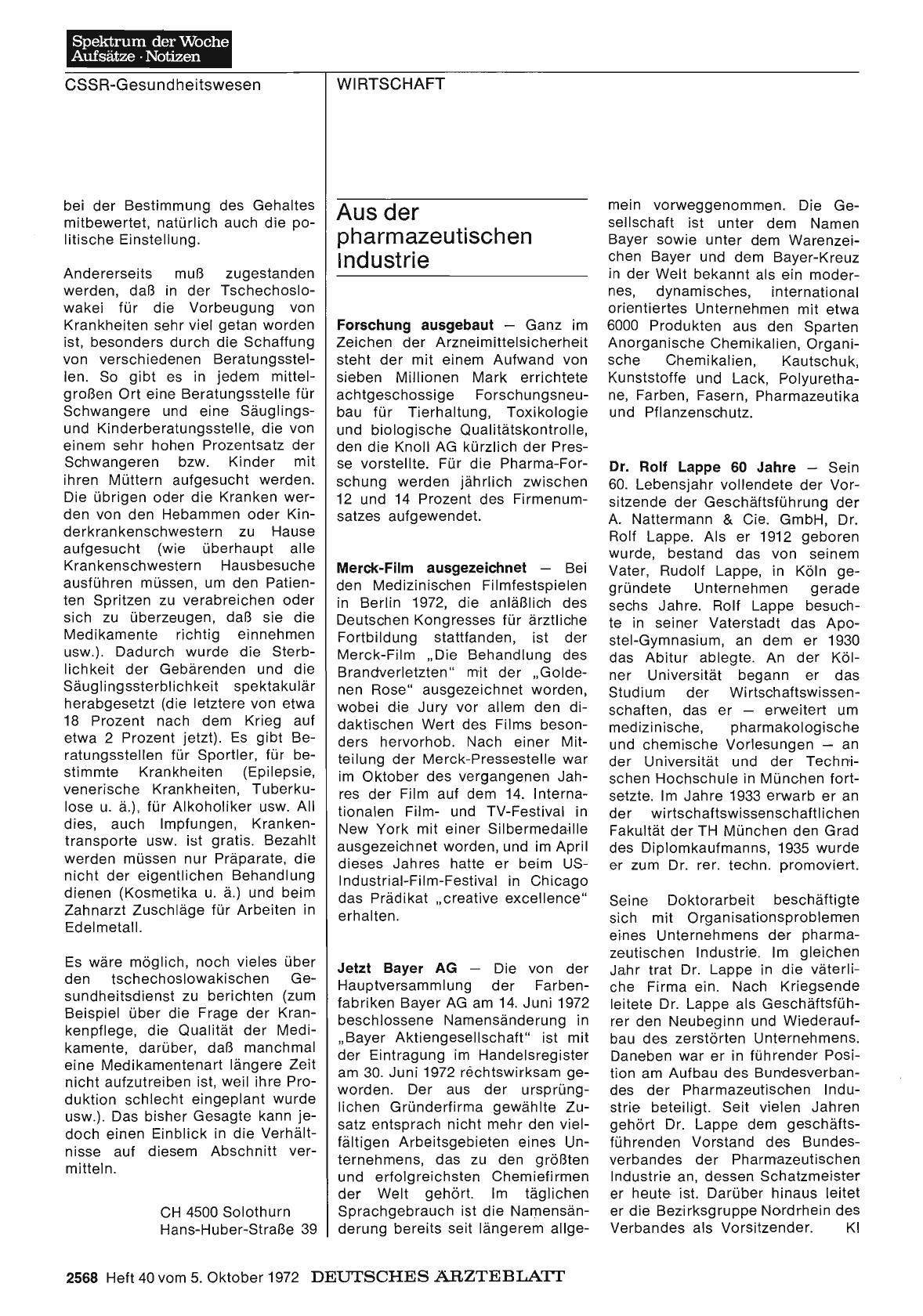 Vorschauseite 1: Aus der pharmazeutischen Industrie