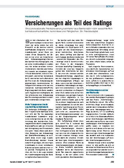 Vorschauseite 1: Praxisführung: Versicherungen als Teil des Ratings