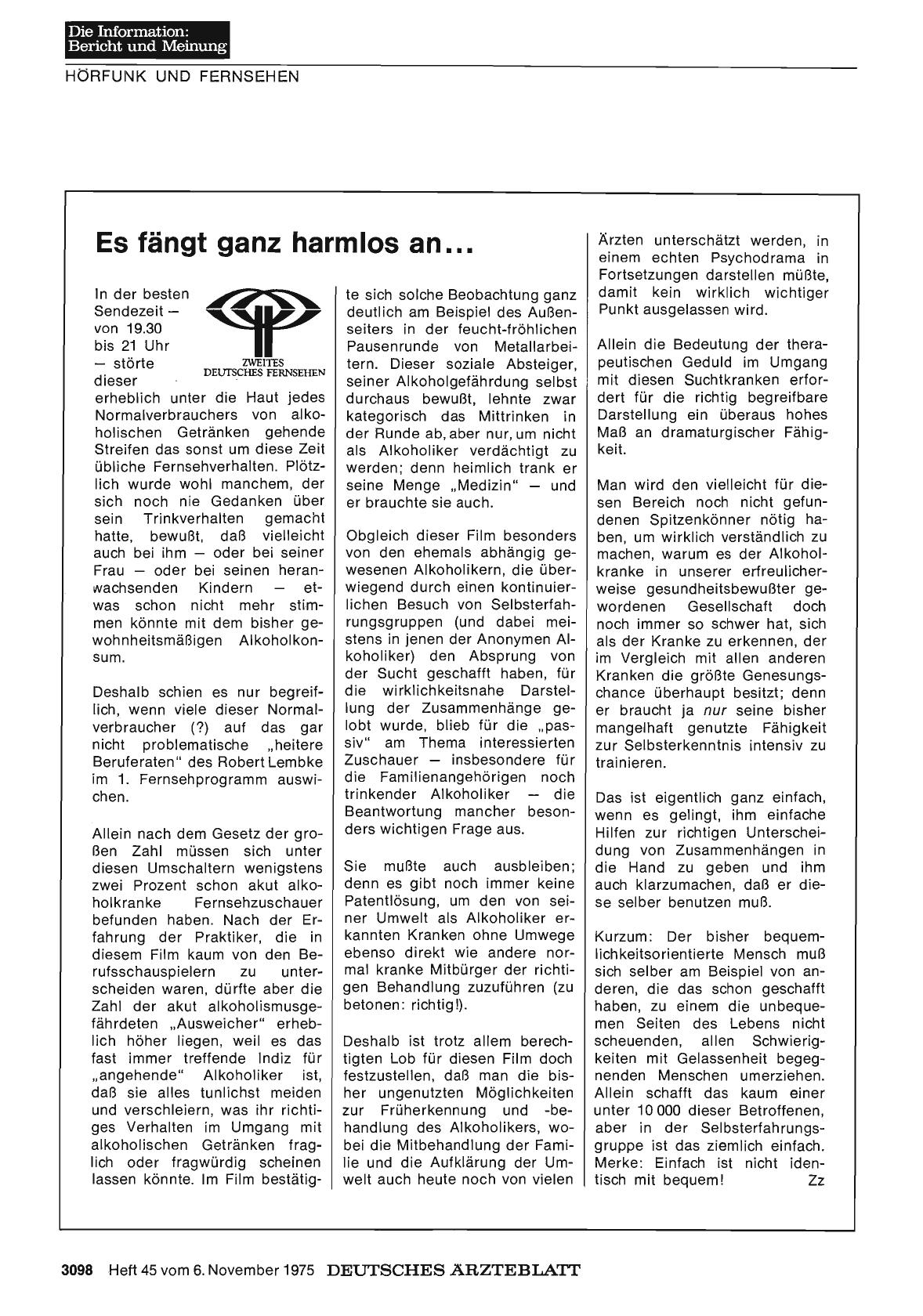 Vorschauseite 1: Es fängt ganz harmlos an. ..