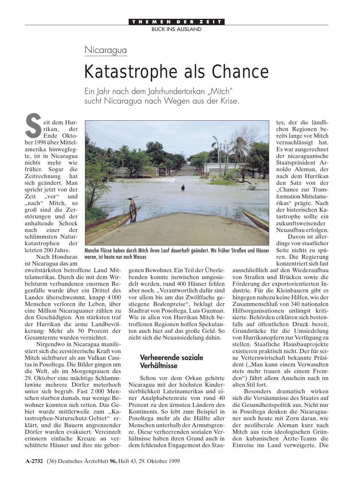 Vorschauseite 1: Nicaragua: Katastrophe als Chance