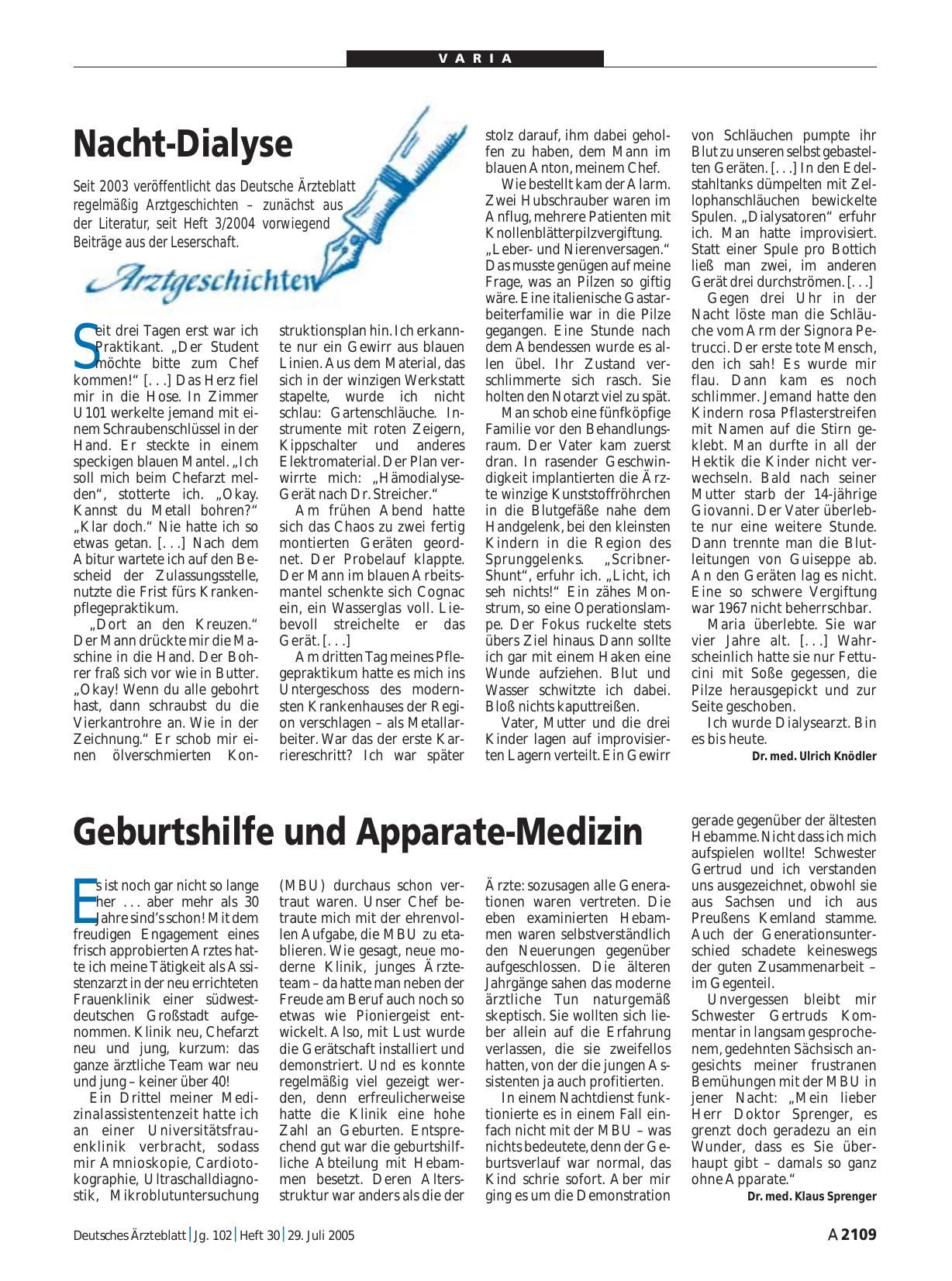 Vorschauseite 1: Arztgeschichten: Nacht-Dialyse