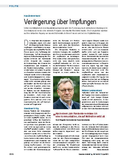 Vorschauseite 1: Hausärzteverband: Verärgerung über Impfungen