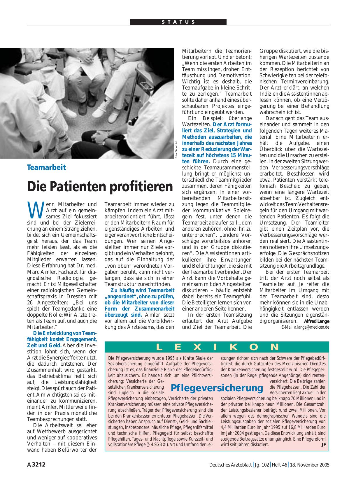 Vorschauseite 1: Lexikon: Pflegeversicherung