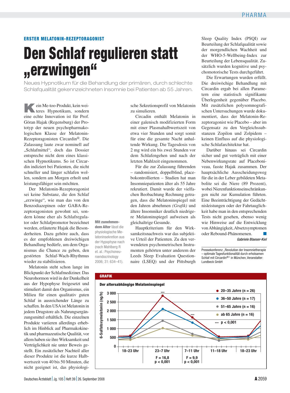 Vorschauseite 1: Erster Melatonin-Rezeptoragonist: Den Schlaf regulieren statt „erzwingen“