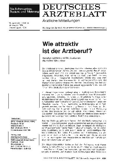 Vorschauseite 1: Wie attraktiv ist der Arztberuf?