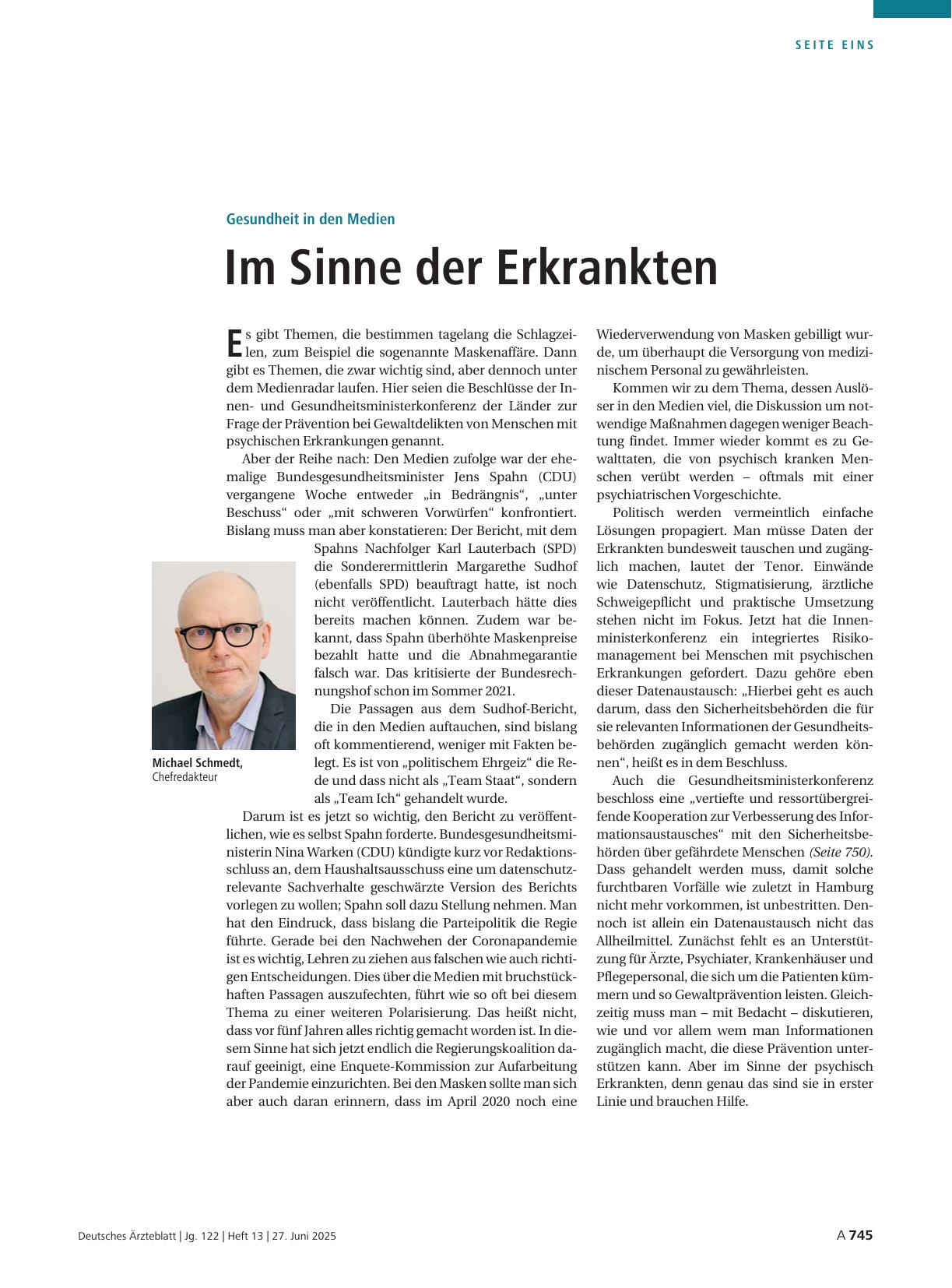 Vorschauseite 1: Gesundheit in den Medien: Im Sinne der Erkrankten