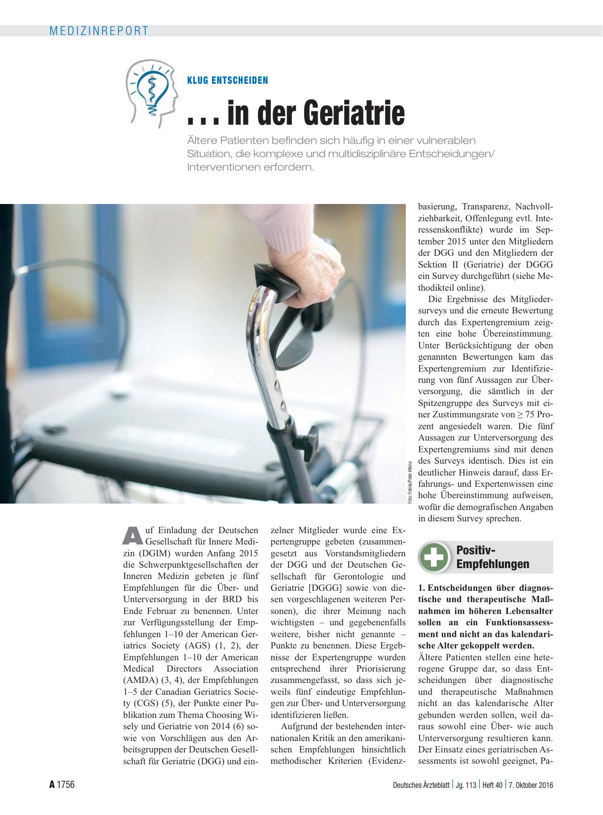 Vorschauseite 1: Klug entscheiden: . . . in der Geriatrie