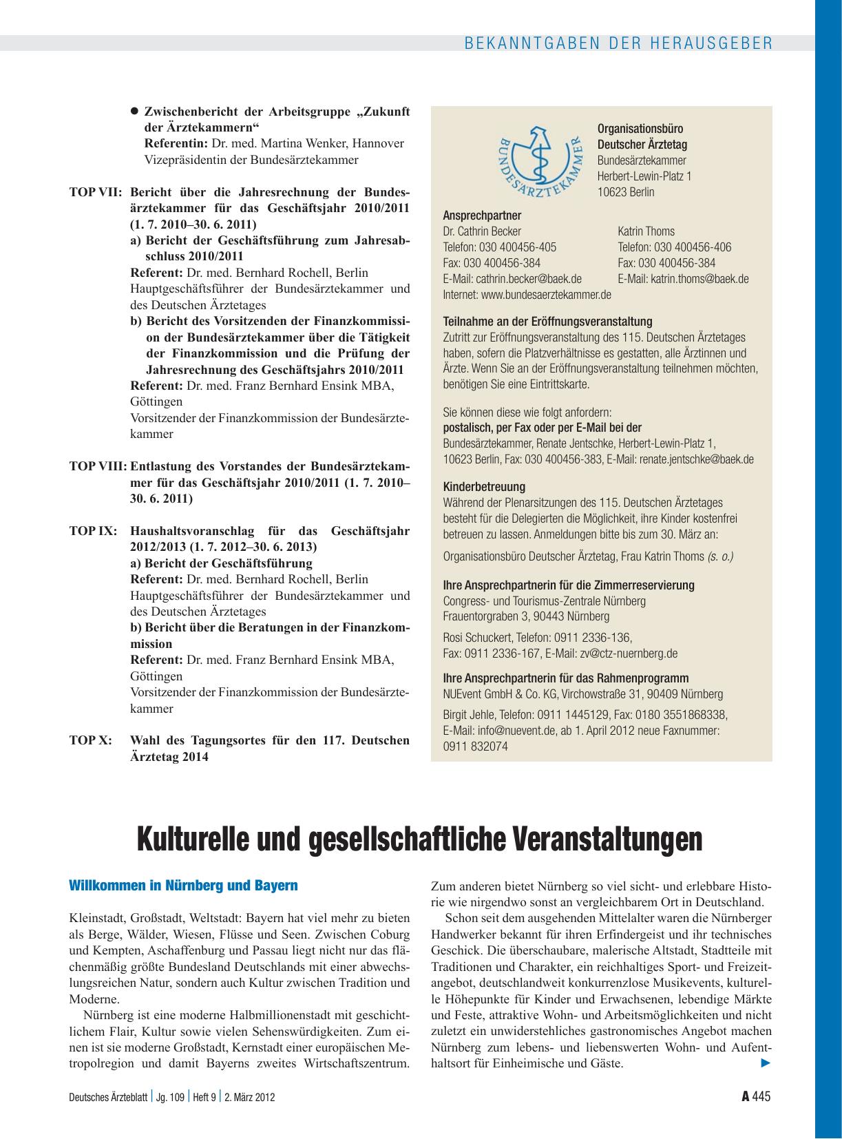 Vorschauseite 2: 115. Deutscher Ärztetag in Nürnberg