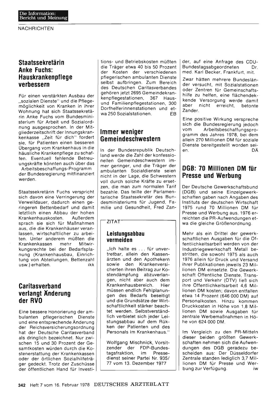 Vorschauseite 1: Immer weniger Gemeindeschwestern
