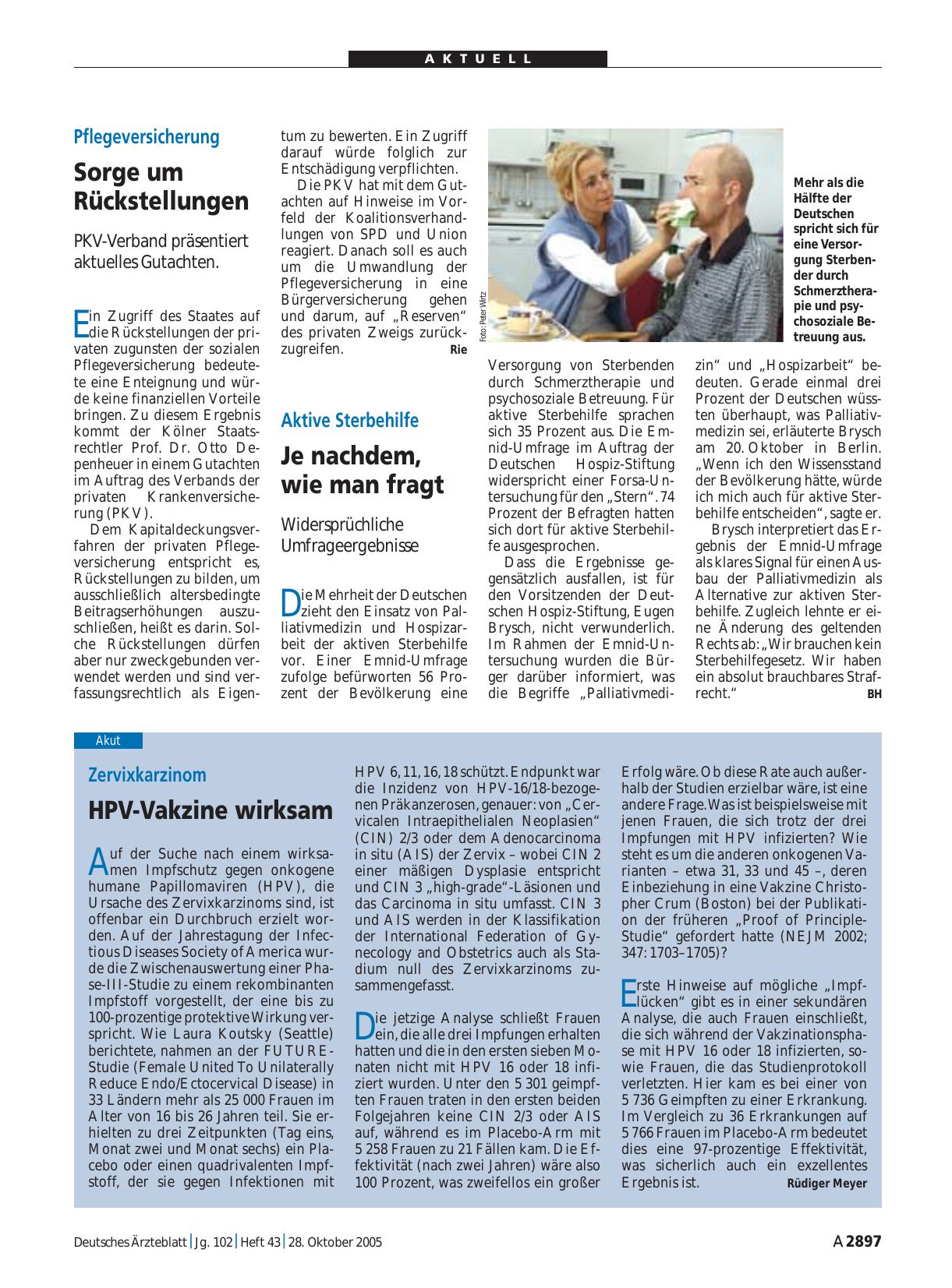 Vorschauseite 1: Zervixkarzinom: HPV-Vakzine wirksam