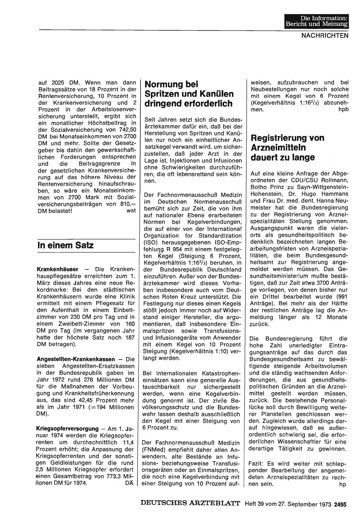 Vorschauseite 1: Normung bei Spritzen und Kanülen dringend erforderlich