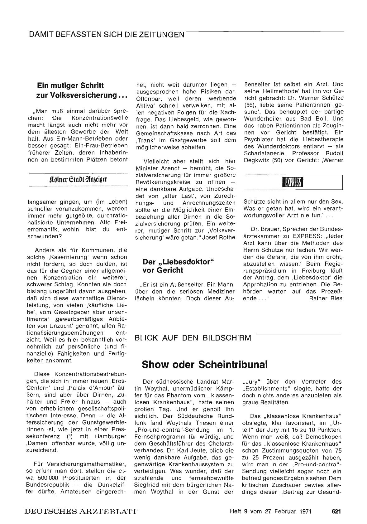 Vorschauseite 1: Der „Liebesdoktor" vor Gericht
