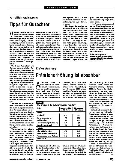 Vorschauseite 1: Haftpflichtversicherung: Tipps für Gutachter