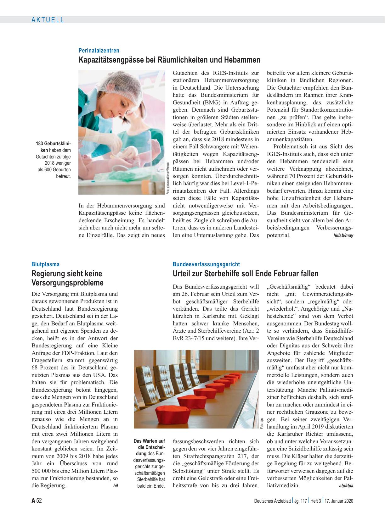 Vorschauseite 1: Blutplasma: Regierung sieht keine Versorgungsprobleme