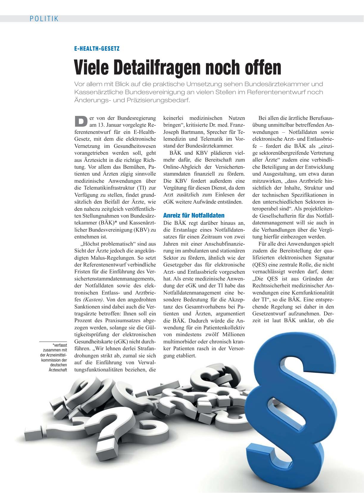 Vorschauseite 1: E-Health-Gesetz: Viele Detailfragen noch offen