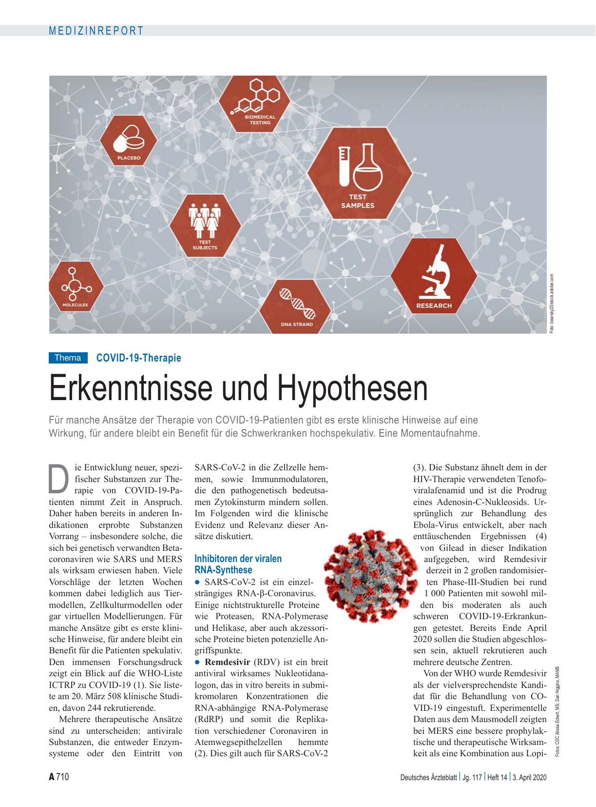 Vorschauseite 1: COVID-19-Therapie: Erkenntnisse und Hypothesen