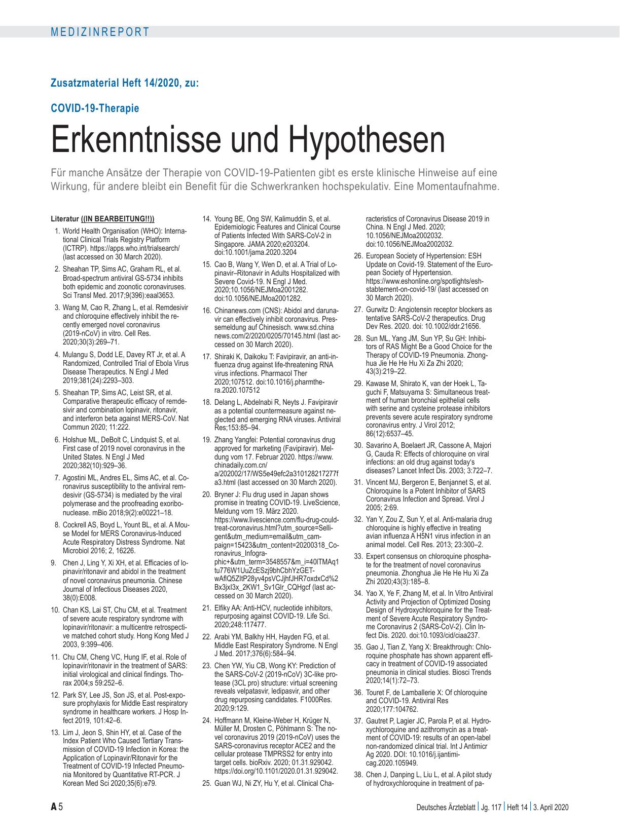 Vorschauseite 5: COVID-19-Therapie: Erkenntnisse und Hypothesen