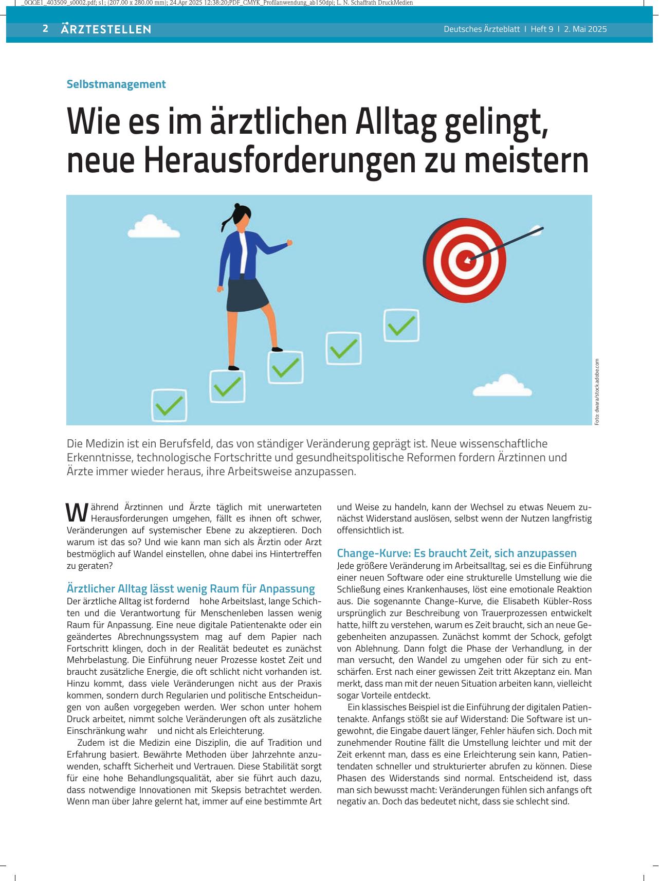 Vorschauseite 1: Selbstmanagement: Wie es im ärztlichen Alltag gelingt, neue Herausforderungen zu meistern