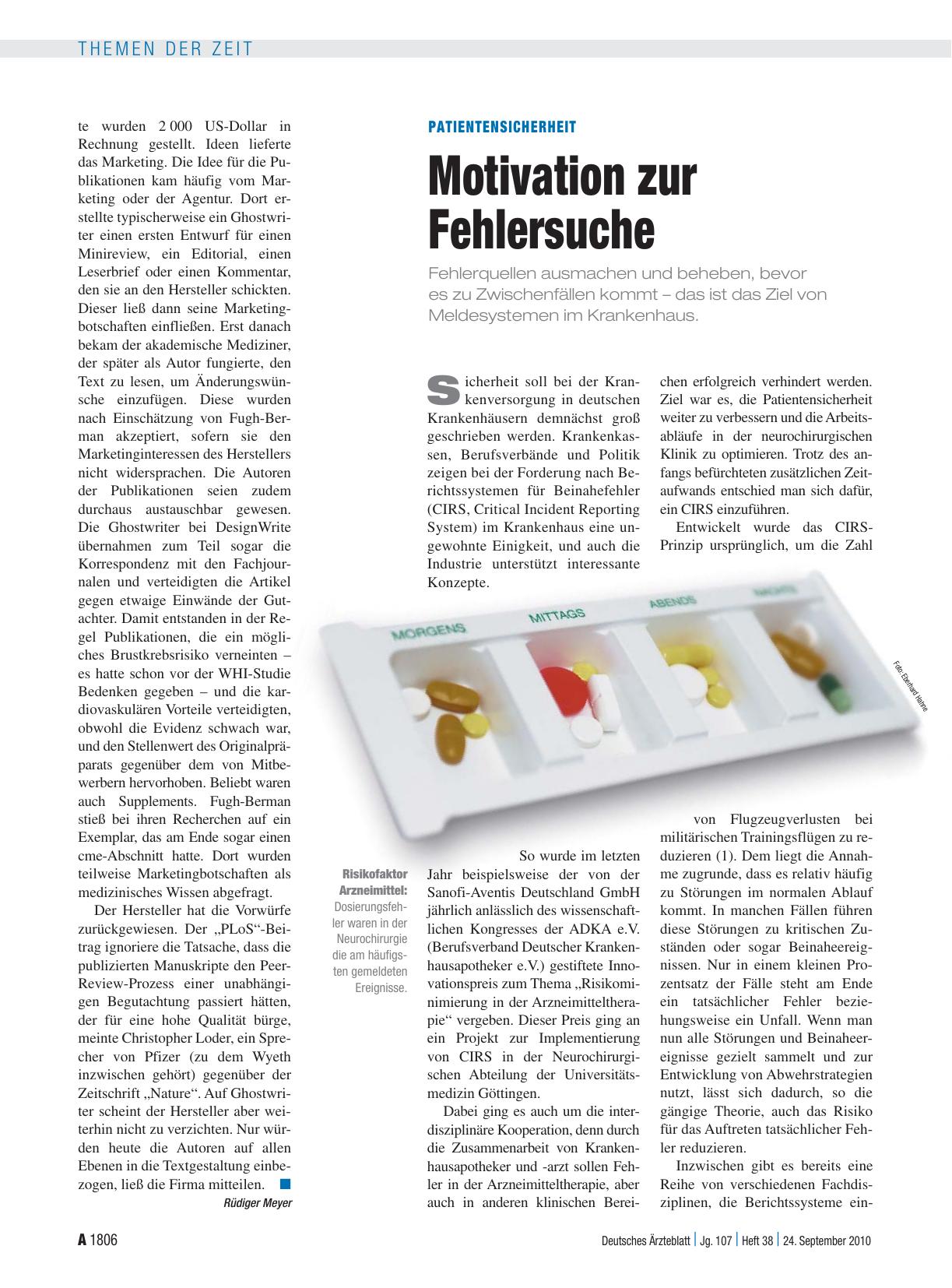 Vorschauseite 1: Patientensicherheit: Motivation zur Fehlersuche