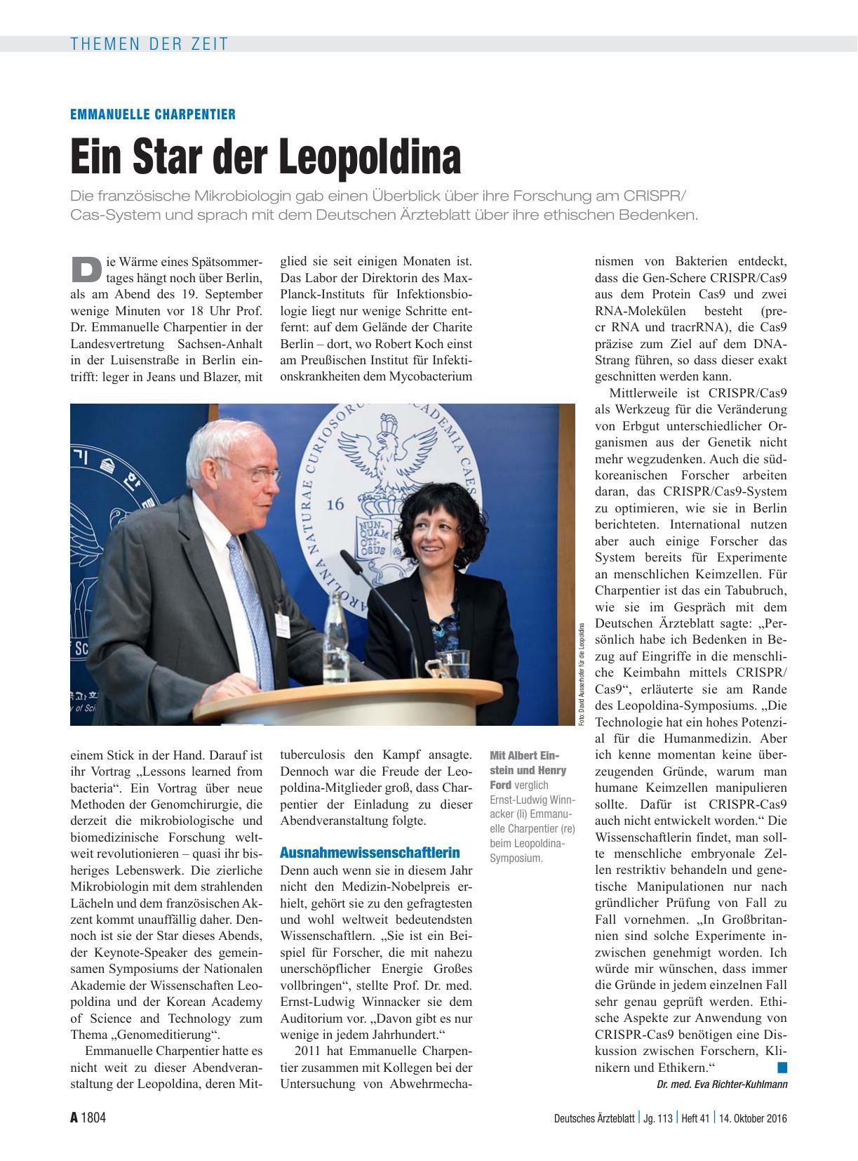 Vorschauseite 1: Emmanuelle Charpentier: Ein Star der Leopoldina