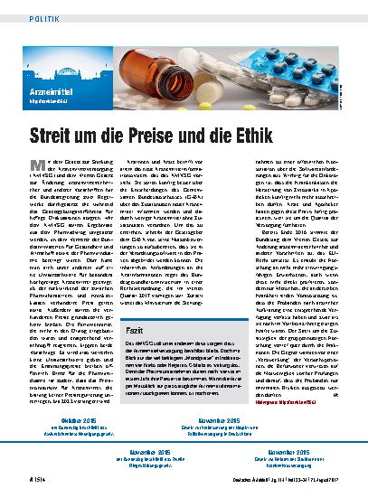 Vorschauseite 1: Arzneimittel: Streit um die Preise und die Ethik