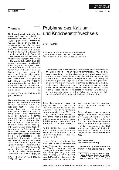Vorschauseite 1: Probleme des Kalziumund Knochenstoffwechsels