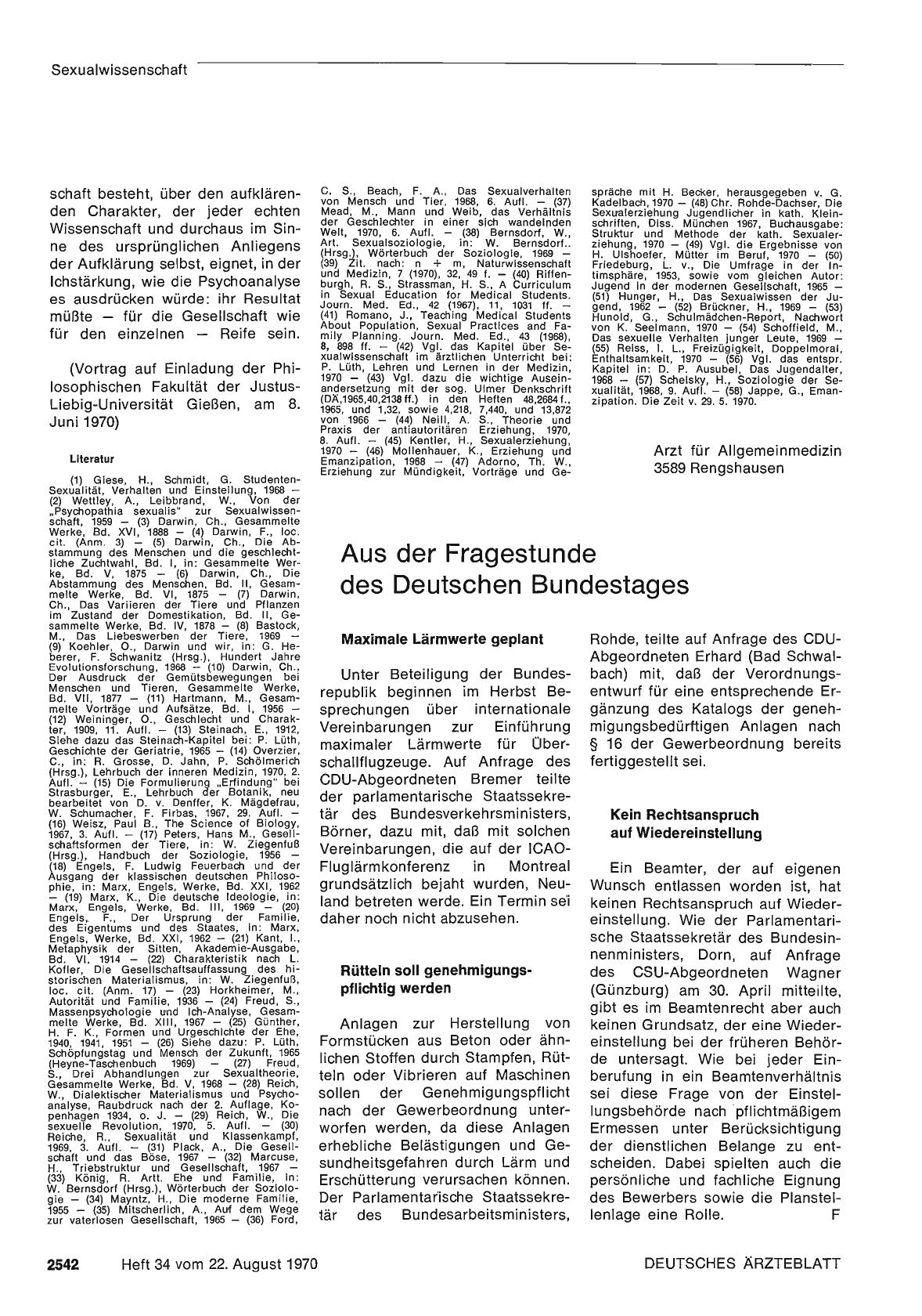 Vorschauseite 1: Aus der Fragestunde des Deutschen Bundestages