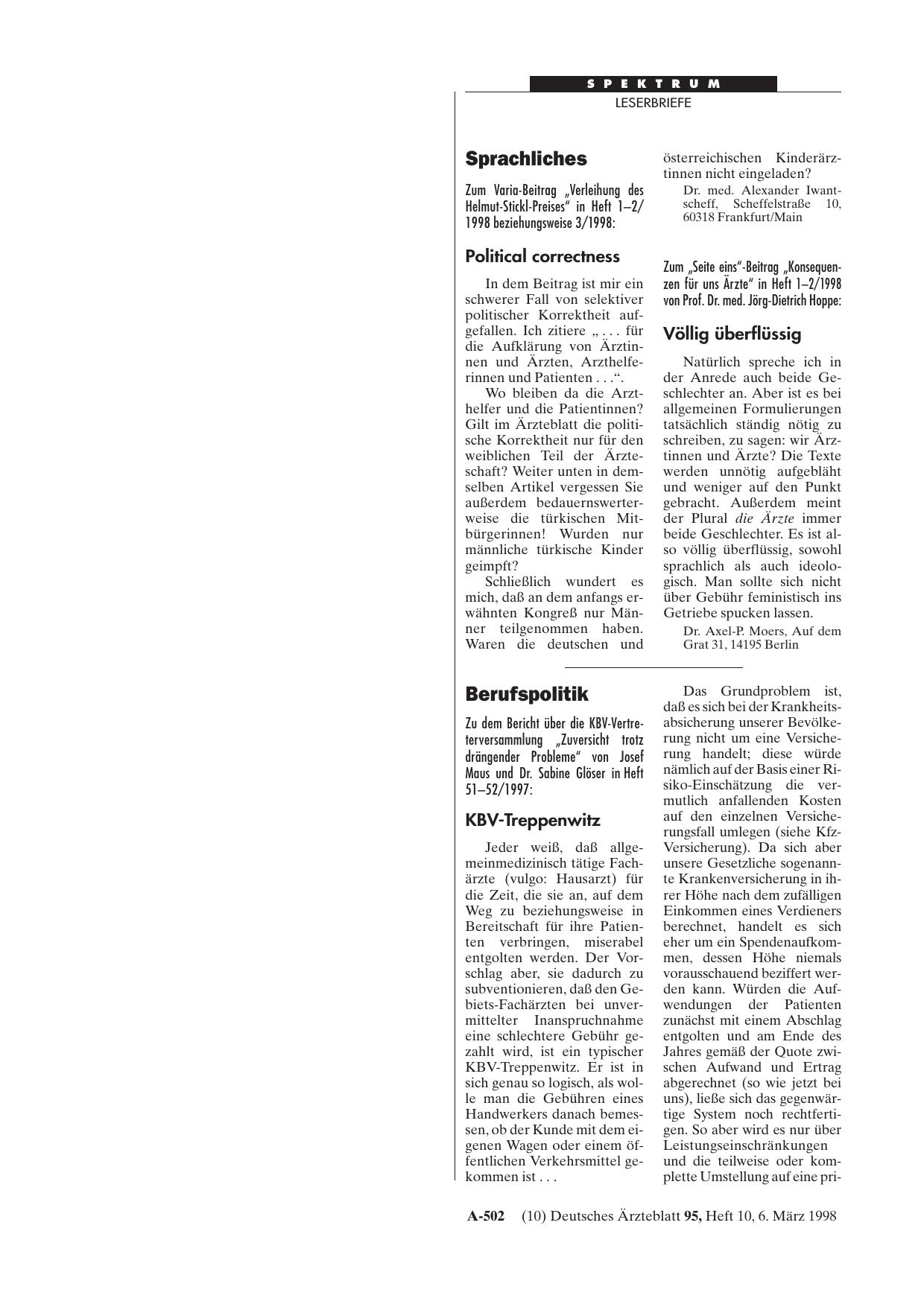 Vorschauseite 1: Berufspolitik: KBV-Treppenwitz