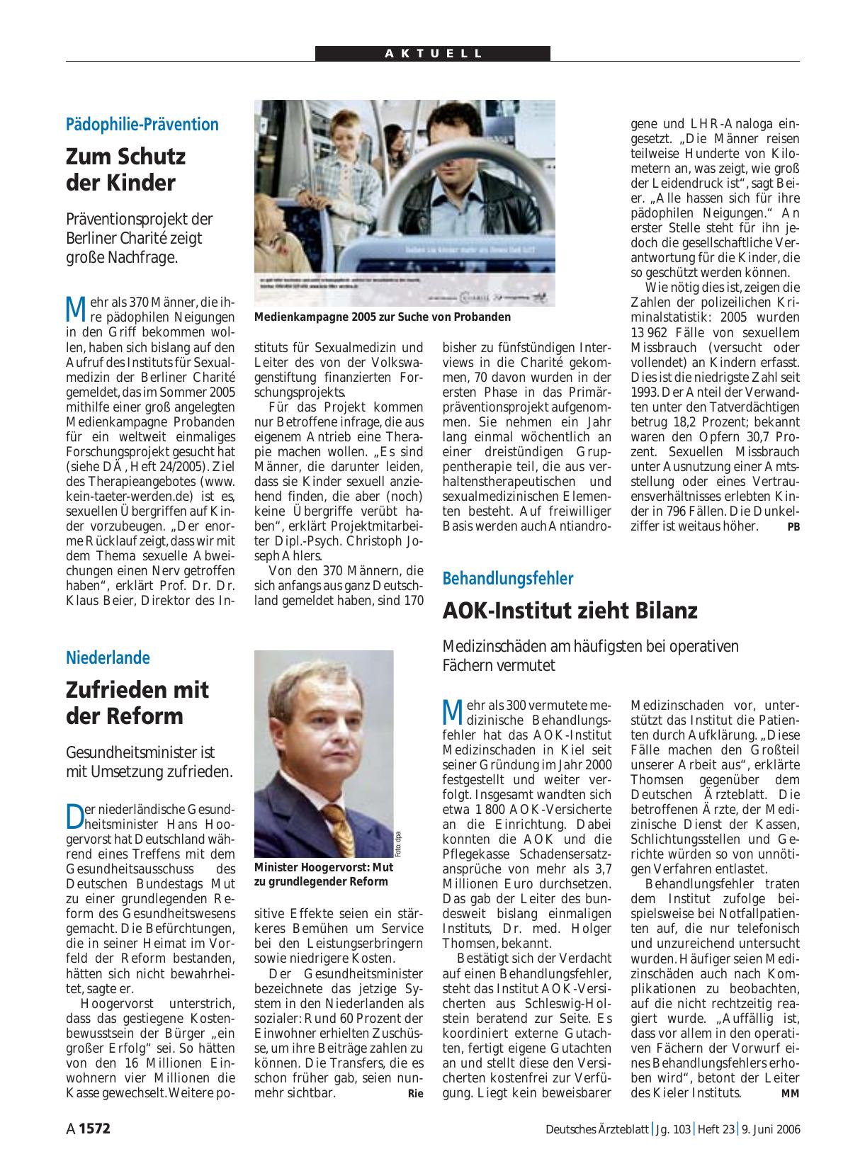 Vorschauseite 1: Behandlungsfehler: AOK-Institut zieht Bilanz
