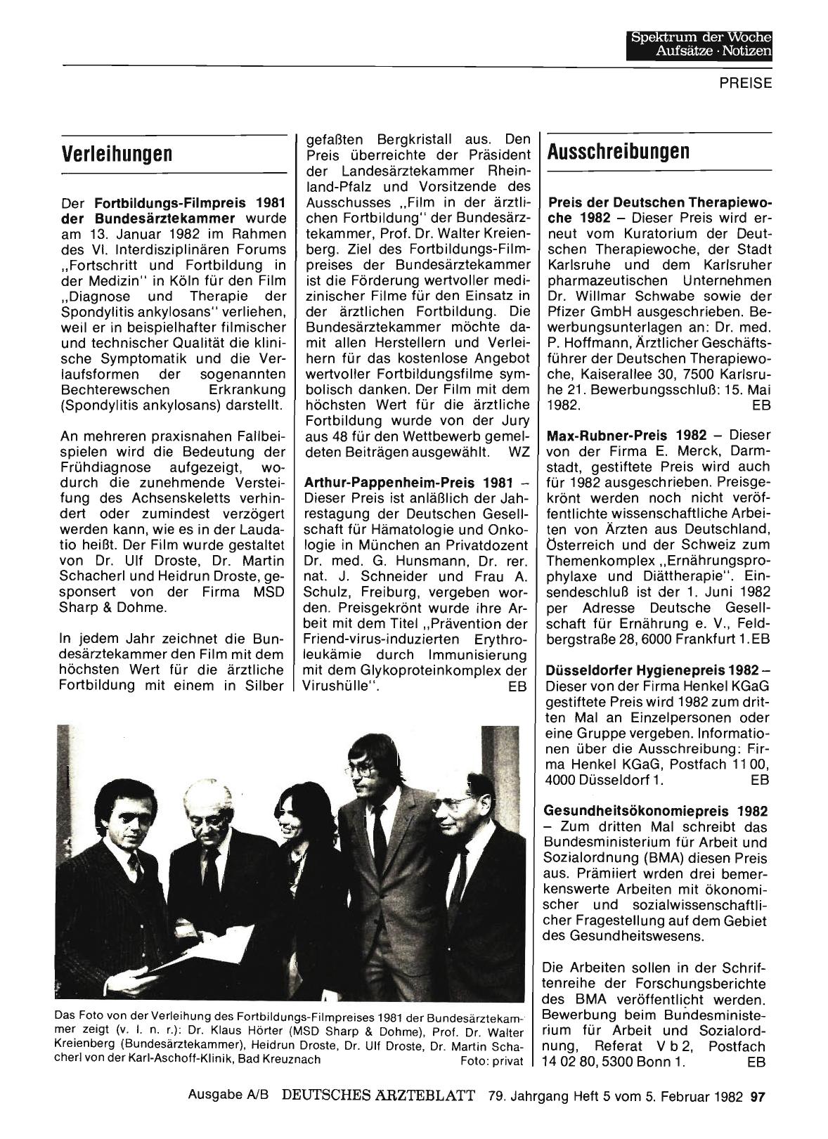 Vorschauseite 1: Verleihungen