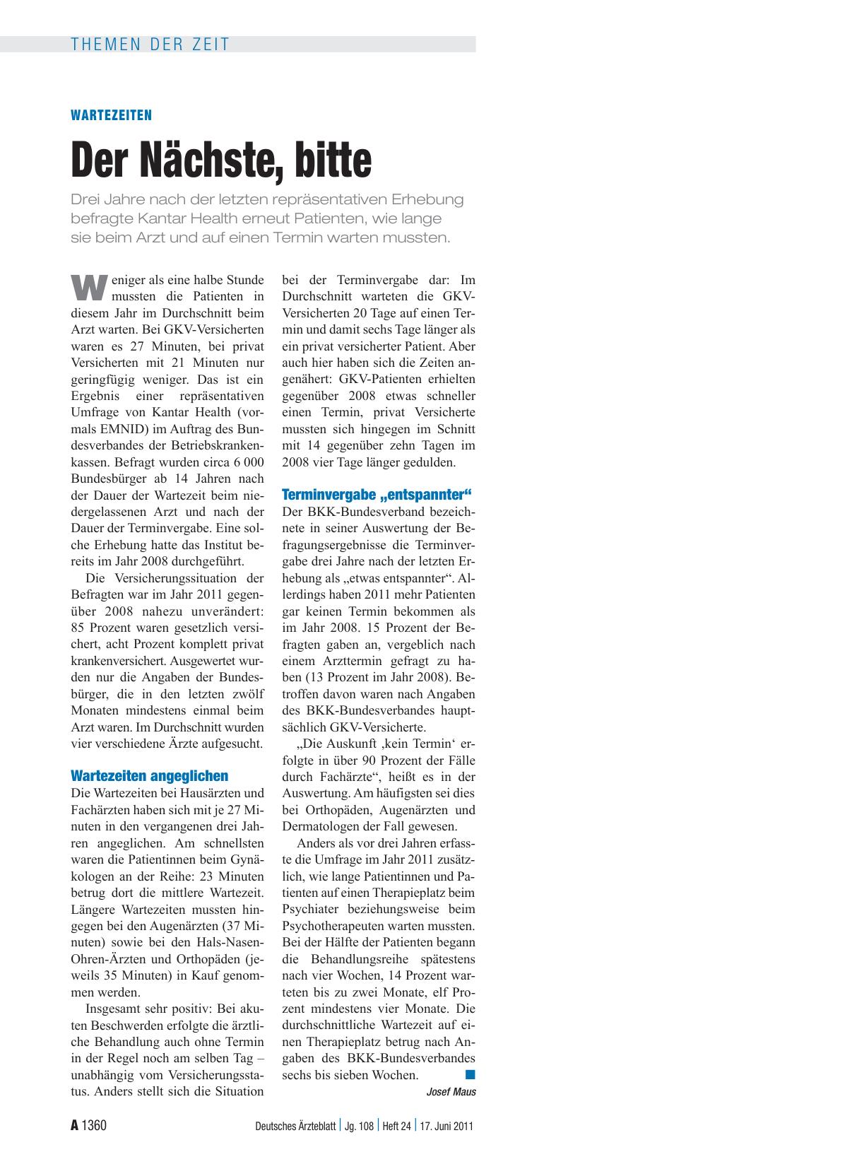 Vorschauseite 1: Wartezeiten: Der Nächste, bitte