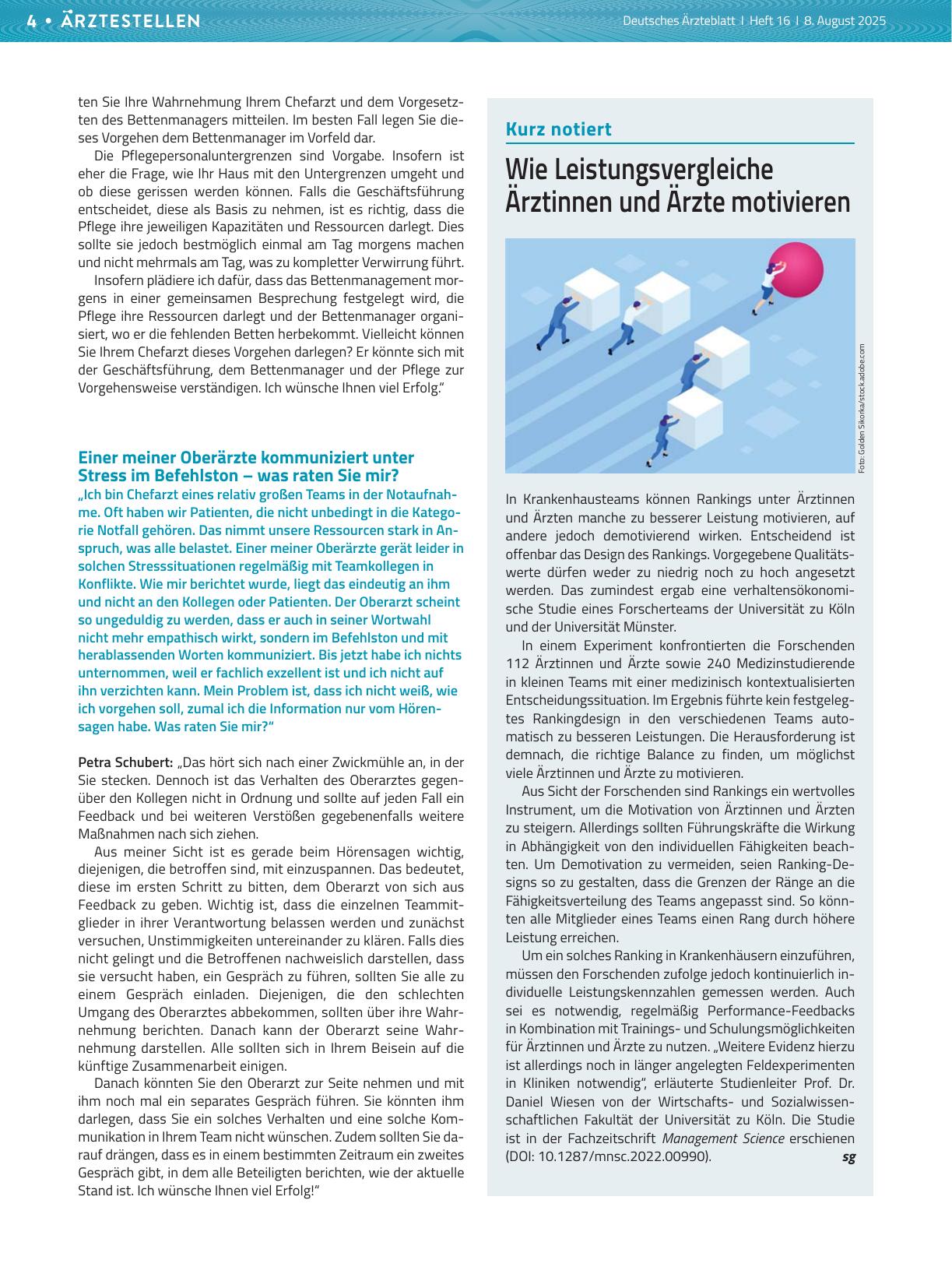 Vorschauseite 1: Wie Leistungsvergleiche Ärztinnen und Ärzte motivieren
