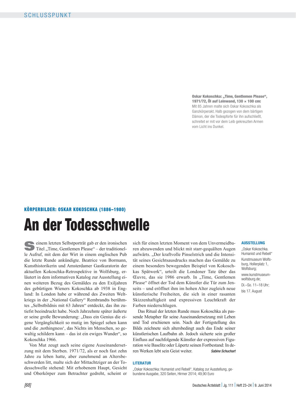 Vorschauseite 1: Körperbilder: Oskar Kokoschka (1886 – 1980) – An der Todesschwelle