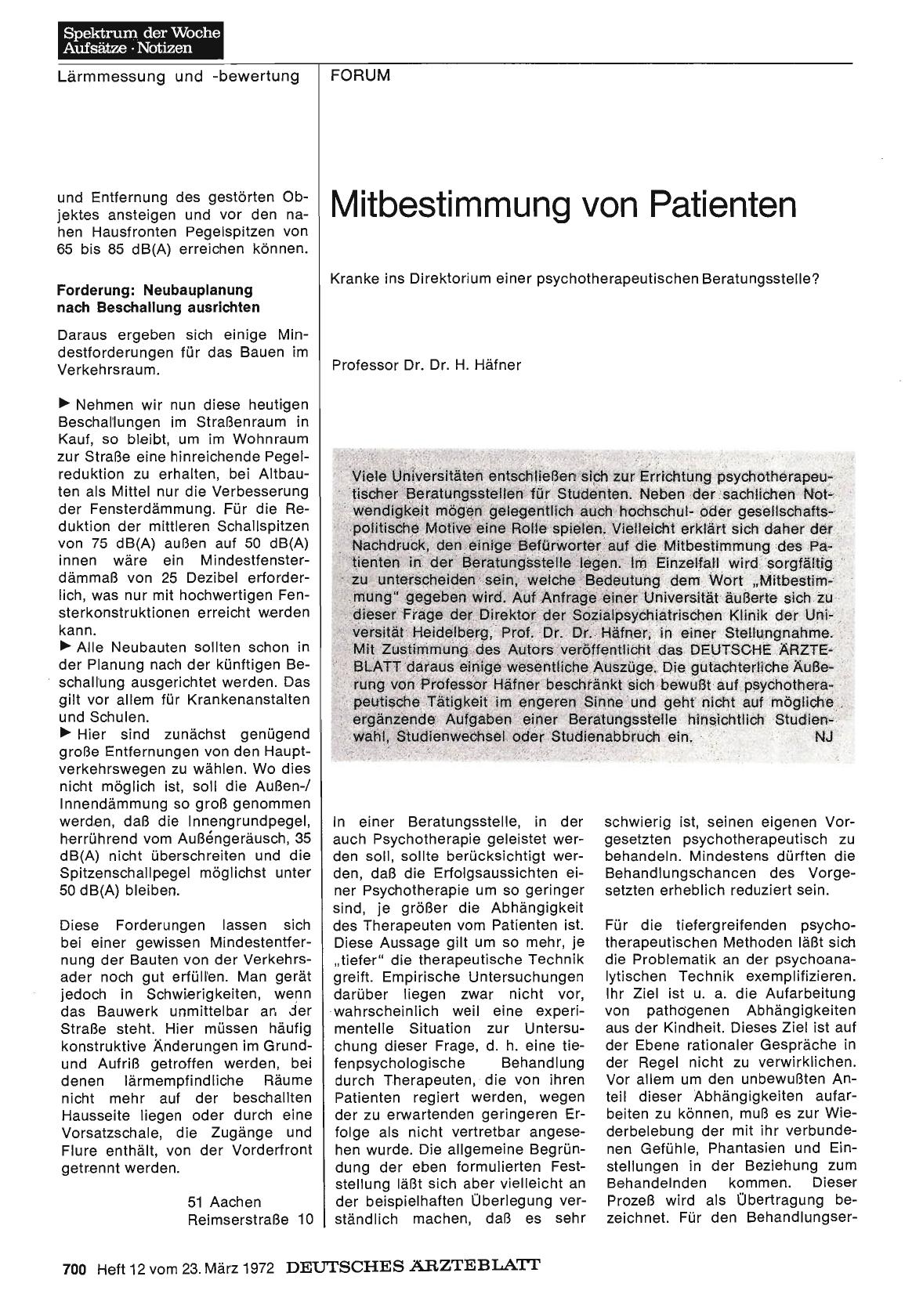 Vorschauseite 1: Mitbestimmung von Patienten: Kranke ins Direktorium einer psychotherapeutischen Beratungsstelle?