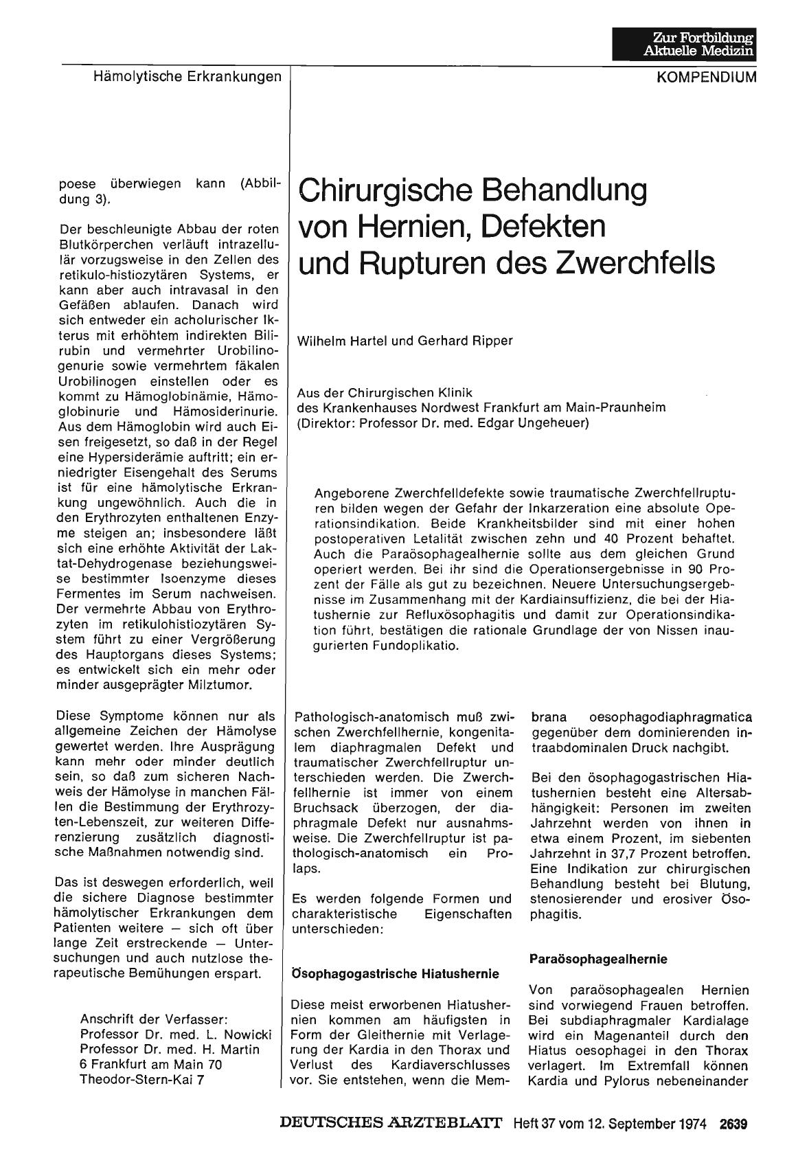Vorschauseite 1: Chirurgische Behandlung von Hernien, Defekten und Rupturen des Zwerchfells
