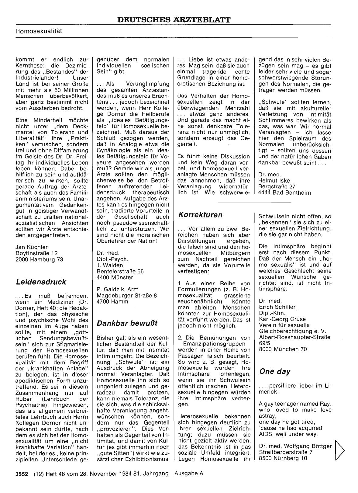 Vorschauseite 1: Die „Männerliebe“ hat Tradition: Korrekturen