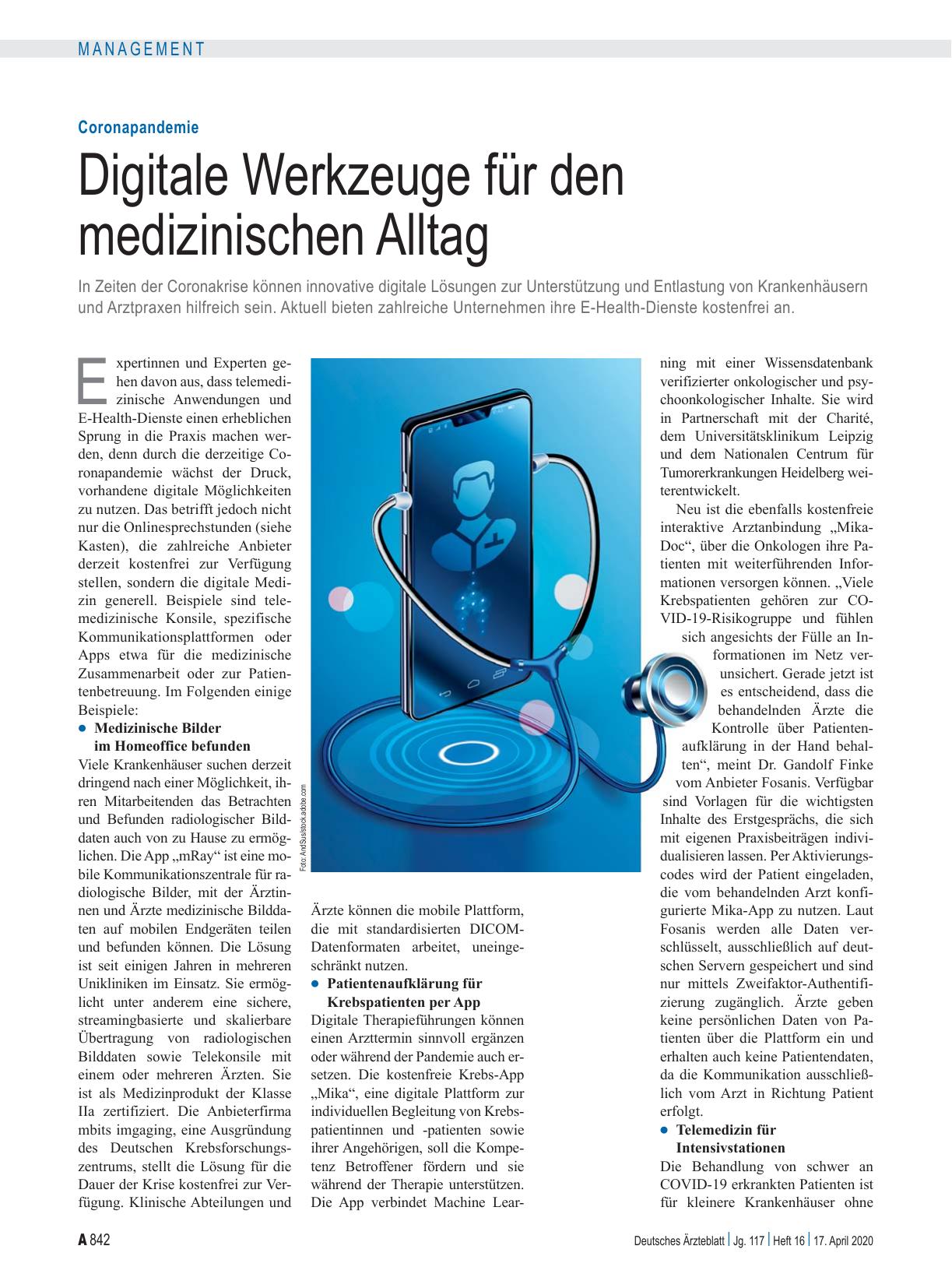 Vorschauseite 1: Coronapandemie: Digitale Werkzeuge für den medizinischen Alltag