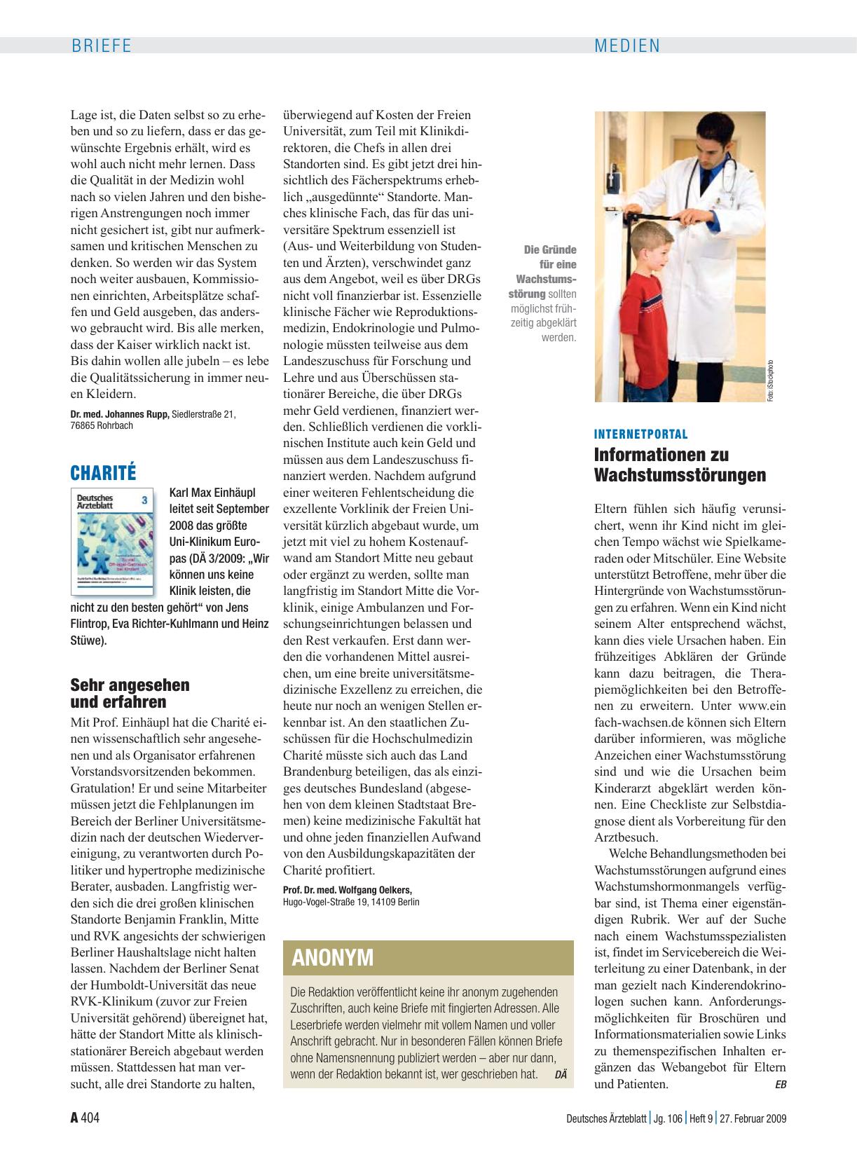 Vorschauseite 1: Charité: Sehr angesehen und erfahren