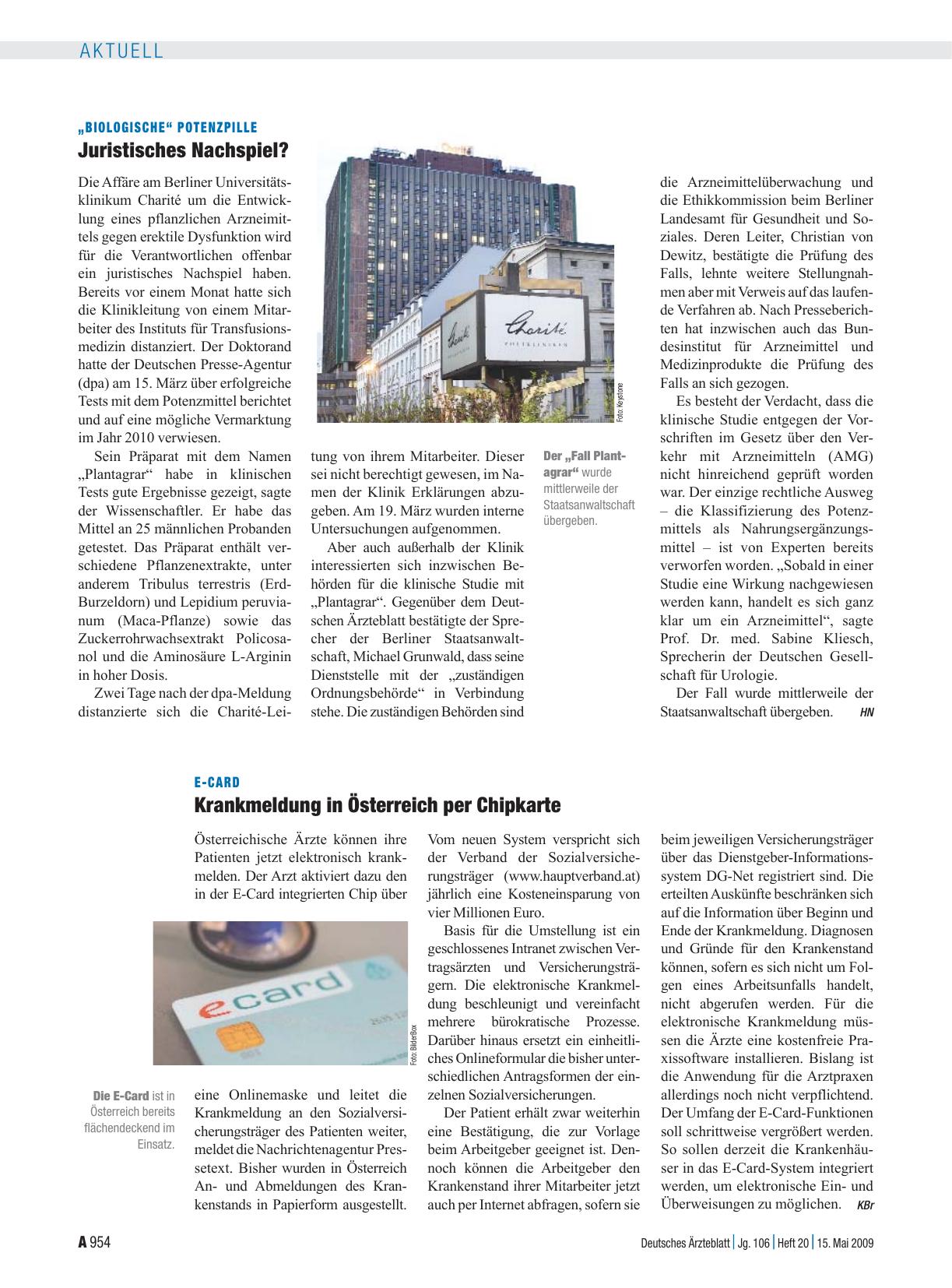 Vorschauseite 1: „Biologische“ Potenzpille: Juristisches Nachspiel?