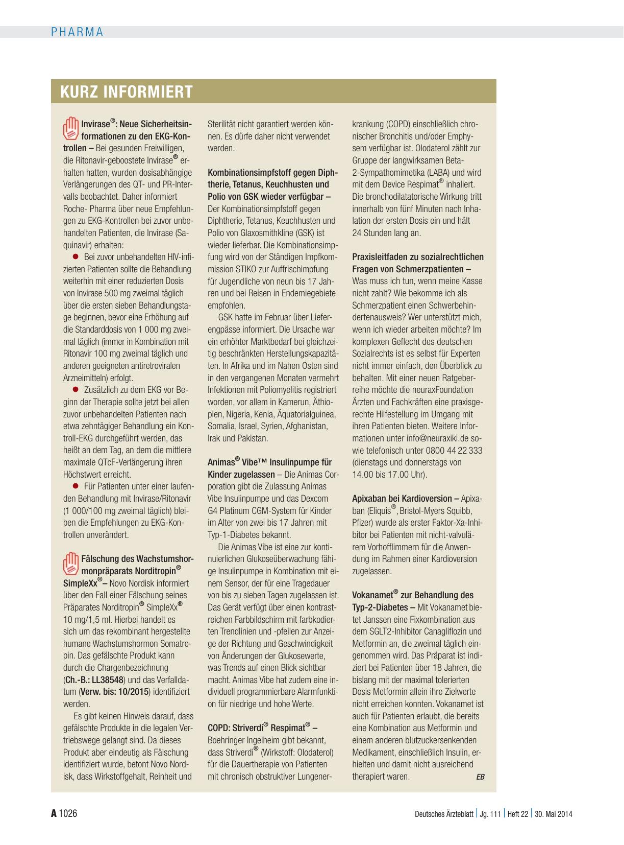 Vorschauseite 1: Kurz informiert