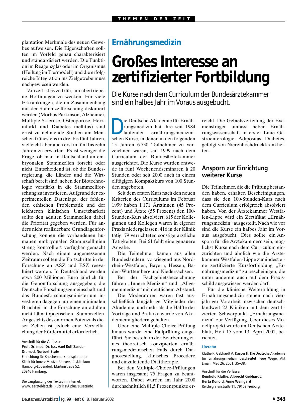 Vorschauseite 1: Ernährungsmedizin: Großes Interesse an zertifizierter Fortbildung