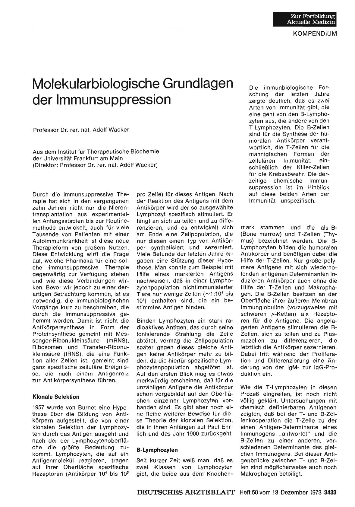 Vorschauseite 1: Molekularbiologische Grundlagen der Immunsuppression