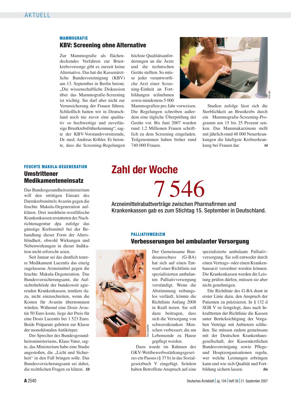 Vorschauseite 1: Feuchte Makula-Degeneration: Umstrittener Medikamenteneinsatz