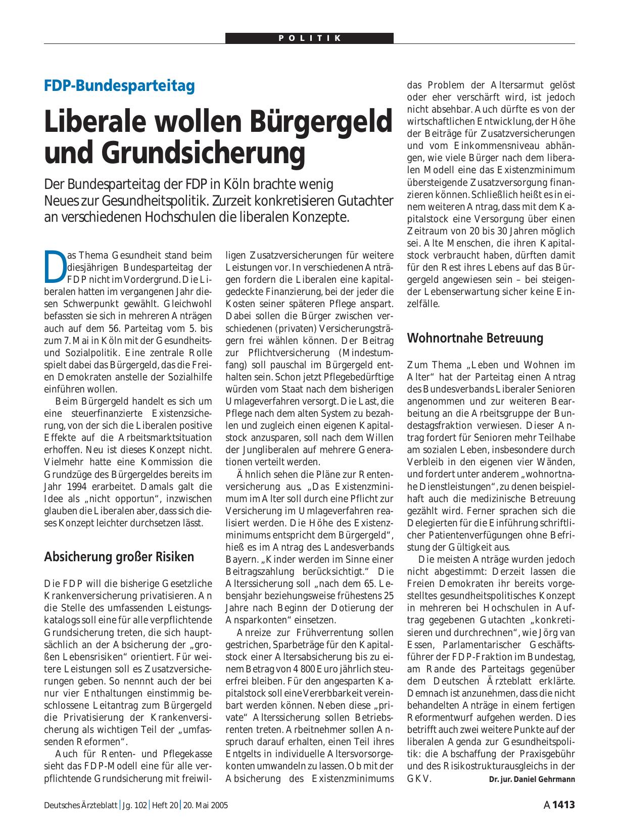 Vorschauseite 1: FDP-Bundesparteitag: Liberale wollen Bürgergeld und Grundsicherung