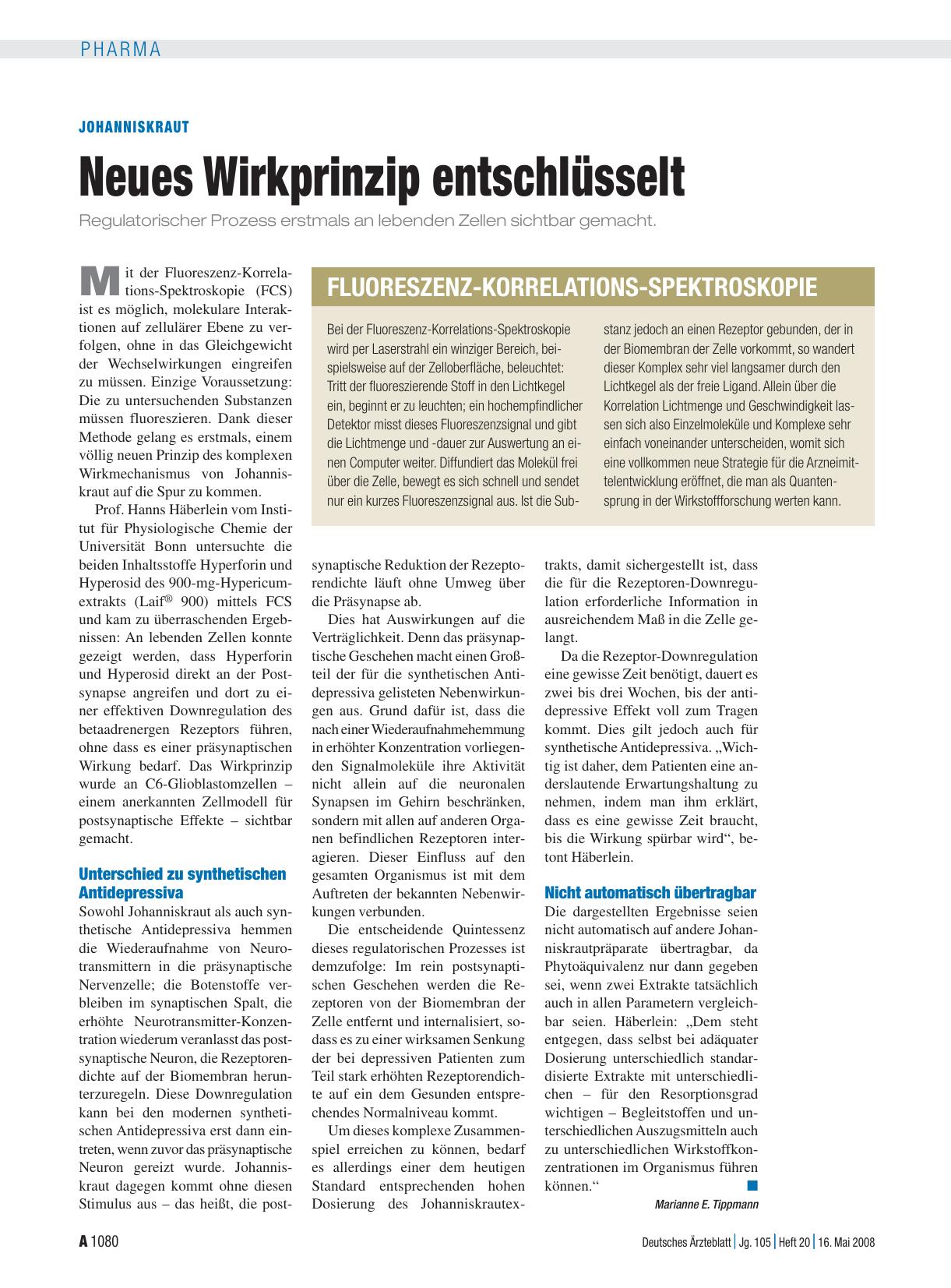 Vorschauseite 1: Johanniskraut: Neues Wirkprinzip entschlüsselt
